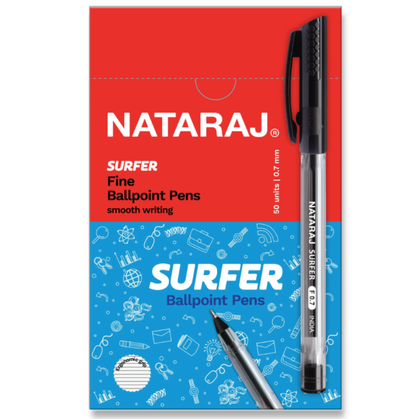 Nataraj Surfer Fine Ball Pen  Black/Blue/Red (0 7mm)