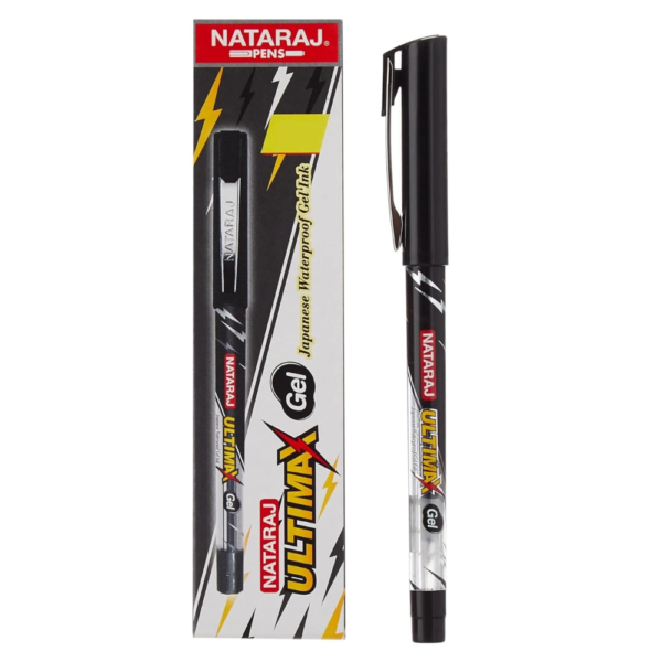 Nataraj Ultimax Fine Gel Pens (0 6mm) Black (10 Pcs)
