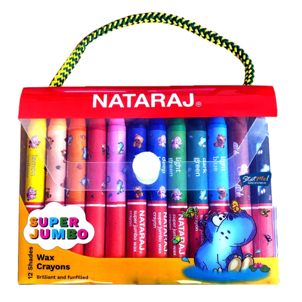 Natraj Super Jumbo Wax Crayon 125 MM  12 Colours